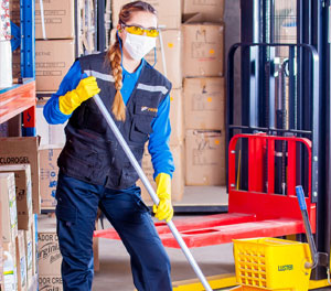 Woman Aggressively Cleaning